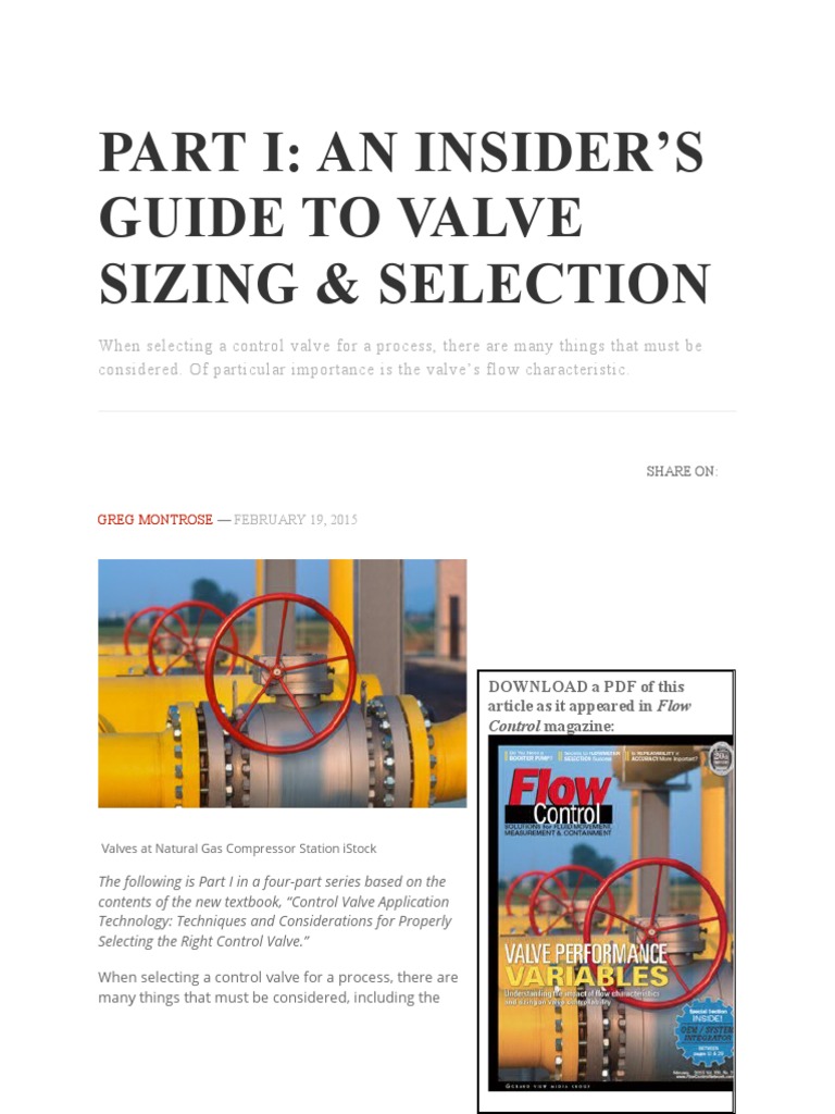 Valve Sizing and Cavitaion | PDF | Control Theory | Valve