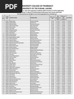 General Merit List of PharmD Self Supporting 2022 FSC Basis31