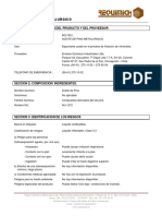 Ficha de Seguridad RQ - 7001 Aceite de Pino Metalurgico: Seccion 1: Identificacion Del Producto Y Del Proveedor