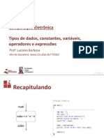 Tipos dados C variáveis constantes operadores