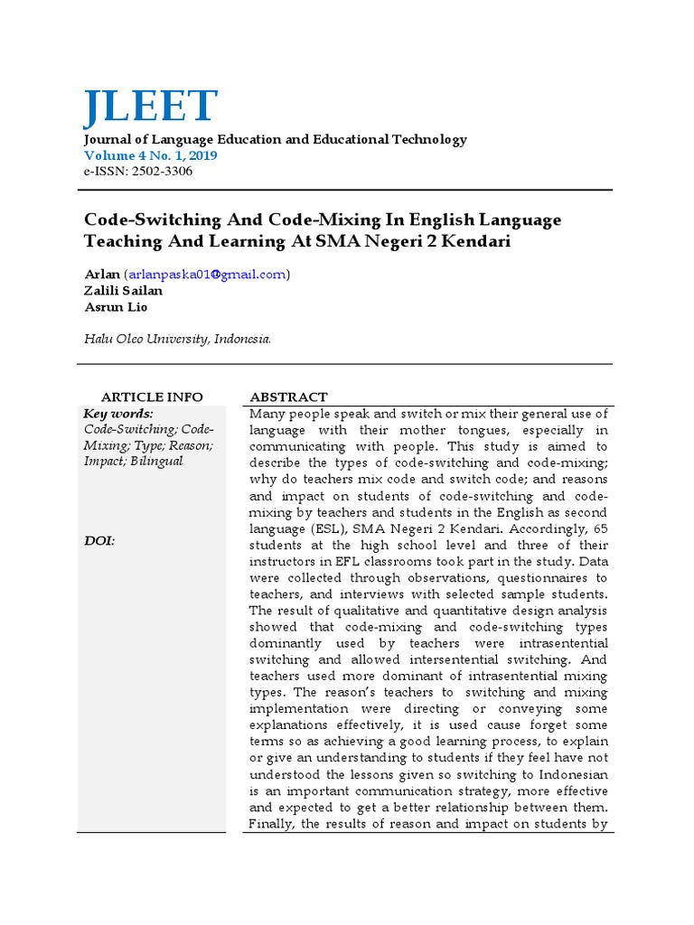 Code Switching and Code Mixing in Englis | Download Free PDF ...