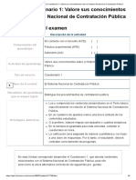 CONTRATACION PUBLICA Cuestionario 1 - Valore Sus Conocimientos Sobre El Sistema Nacional de Contratación Pública