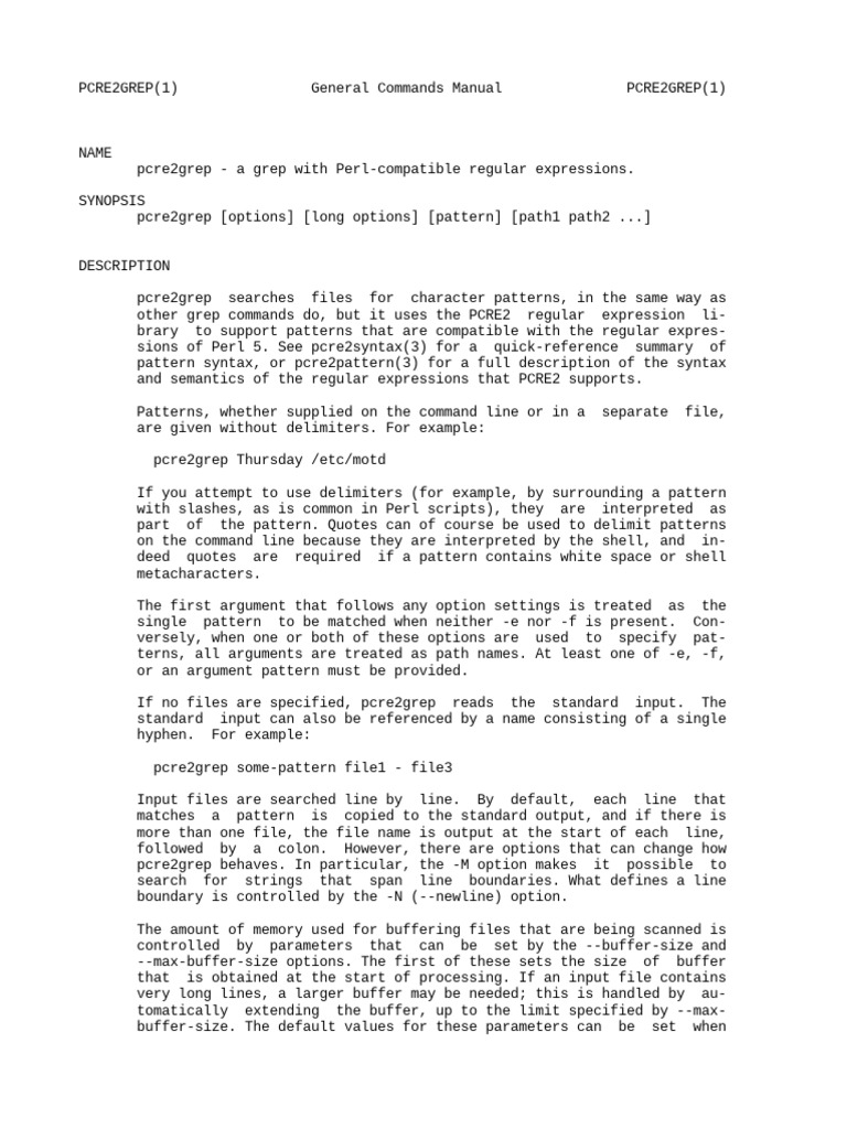 Pcre 2 Grep | PDF | Command Line Interface | Regular Expression