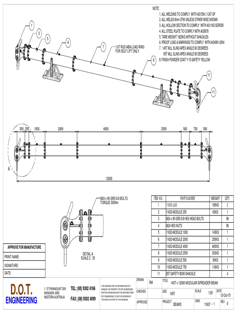 145T Modular Spreader Beam Design | PDF | Mechanical Engineering ...