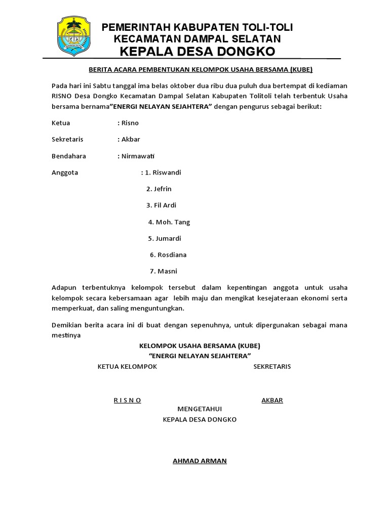 Pembentukan Kelompok Usaha Bersama untuk Pemberdayaan Masyarakat