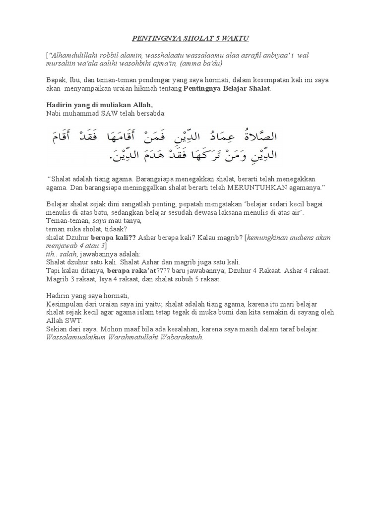 Pentingnya Sholat 5 Waktu | PDF | Pengembangan Diri | Agama & Spiritualitas