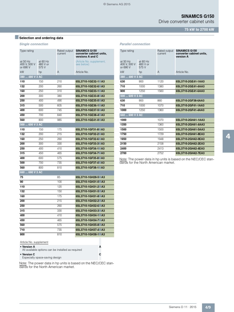 G150 Option and Selection | PDF | Power (Physics) | Electricity