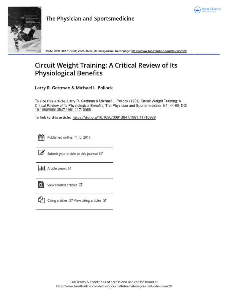 Circuit Weight Training A Critical Review of Its Physiological
