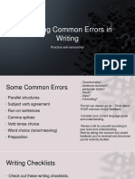Common Writing Errors and Writing Checklists