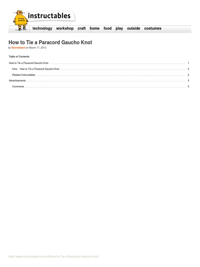 How To Tie A Paracord Gaucho Knot | PDF