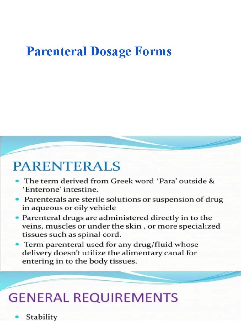 Parenteral Dosage Forms | PDF