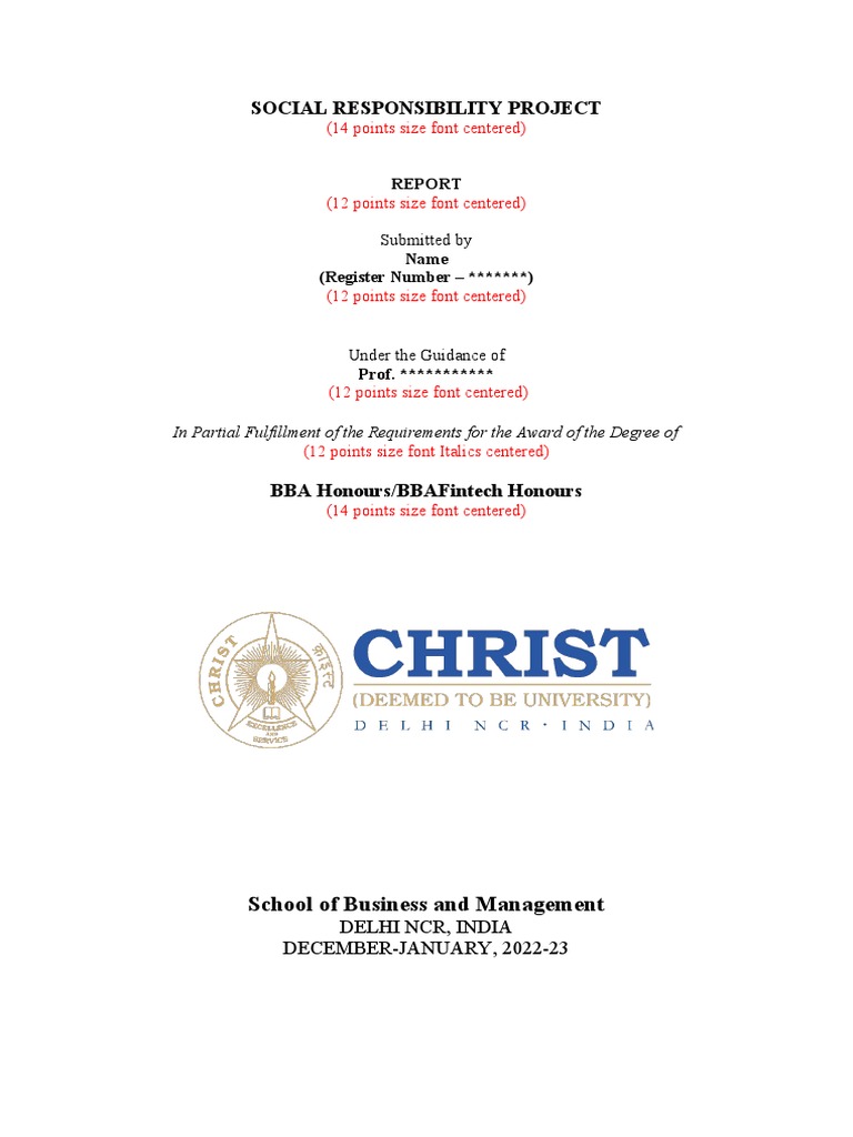 Social Responsibility Project Report | PDF | Gratitude | Academic Degree
