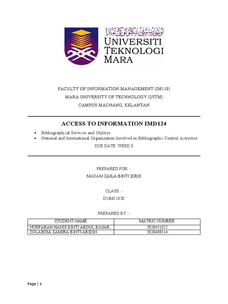 IMD124 Report Group Assignment (Hanis - Zulaikha) | PDF | Unesco ...