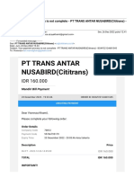 Gmail - FWD - Your Payment Process Is Not Complete - PT TRANS ANTAR NUSABIRD (Cititrans) - BOAP22124681345