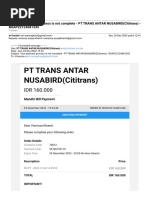 Gmail - FWD - Your Payment Process Is Not Complete - PT TRANS ANTAR NUSABIRD (Cititrans) - BOAP22124681345