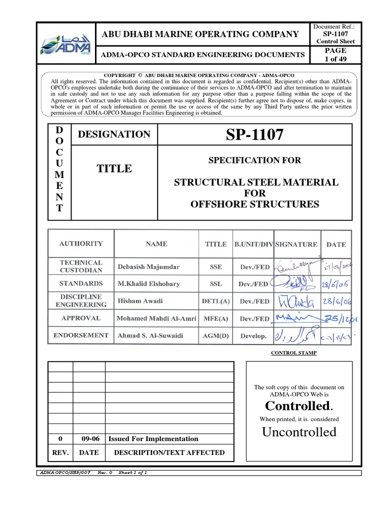 SP 1107 Rev.0 December, 2006 | PDF | Specification (Technical Standard ...