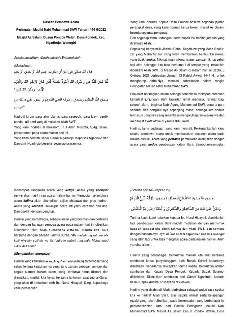 Naskah Pembawa Acara | PDF