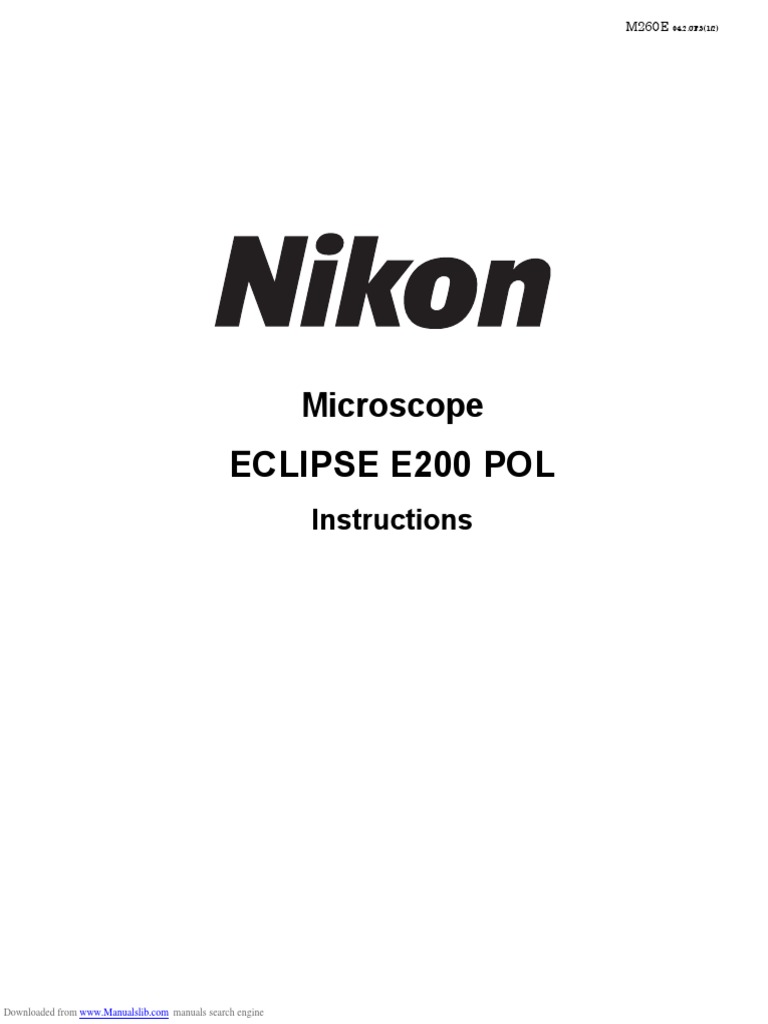 Nikon ECLIPSE E200 POL Microscope Guide | PDF | Microscope ...