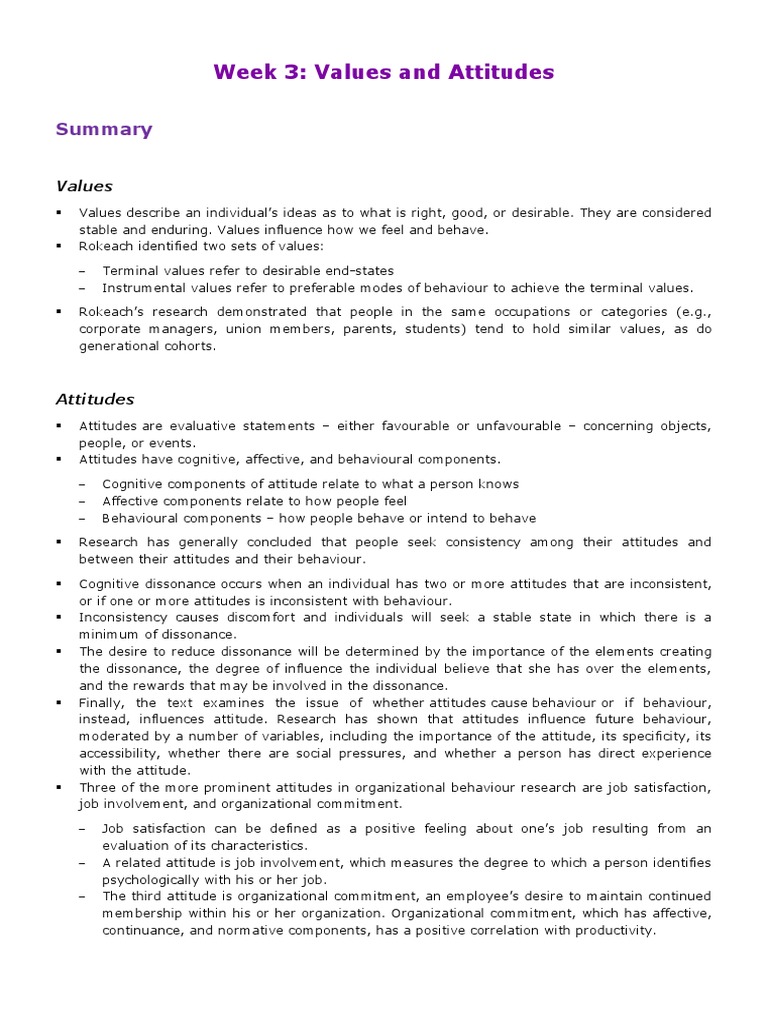 Understanding Values and Attitudes in Organizations | PDF | Attitude ...