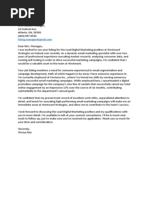 Cover Letter for Job Application