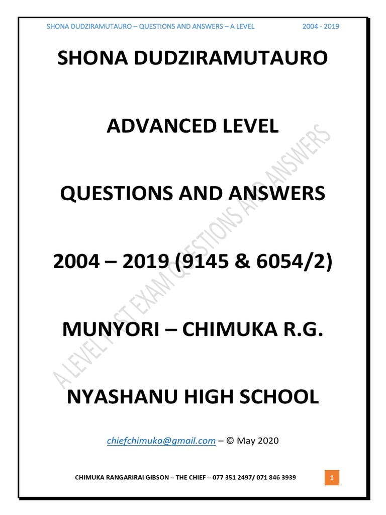 Shona Peqs and Answers PDF Syntax Grammar