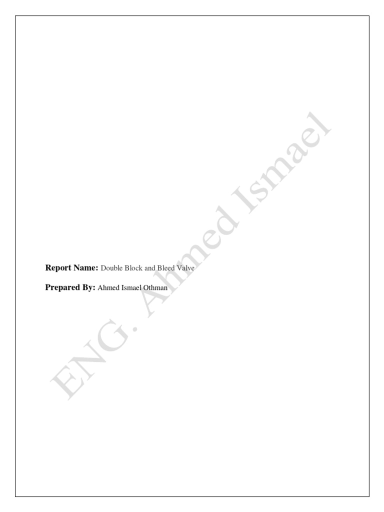 Double Block and Bleed Valve Overview | PDF | Valve | Gases