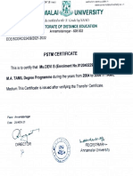 PSTM Certificate From Annamalai University
