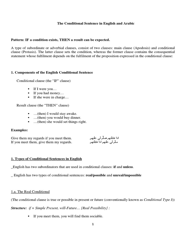 English and Arabic Conditional Sentences | PDF | Grammatical Tense | Verb
