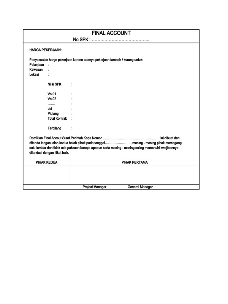 Final Account Proyek dan Penyesuaian | PDF | Pengelolaan Keuangan ...