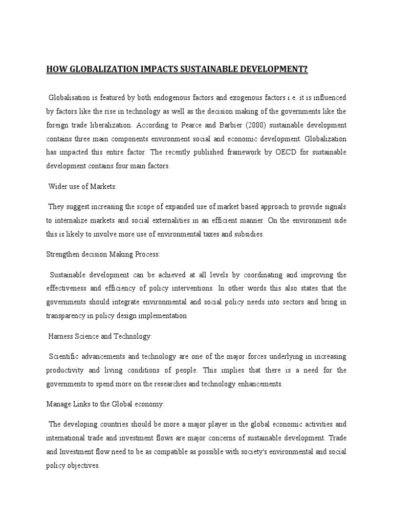 Globalization's Impact on Sustainability | PDF | Globalization ...