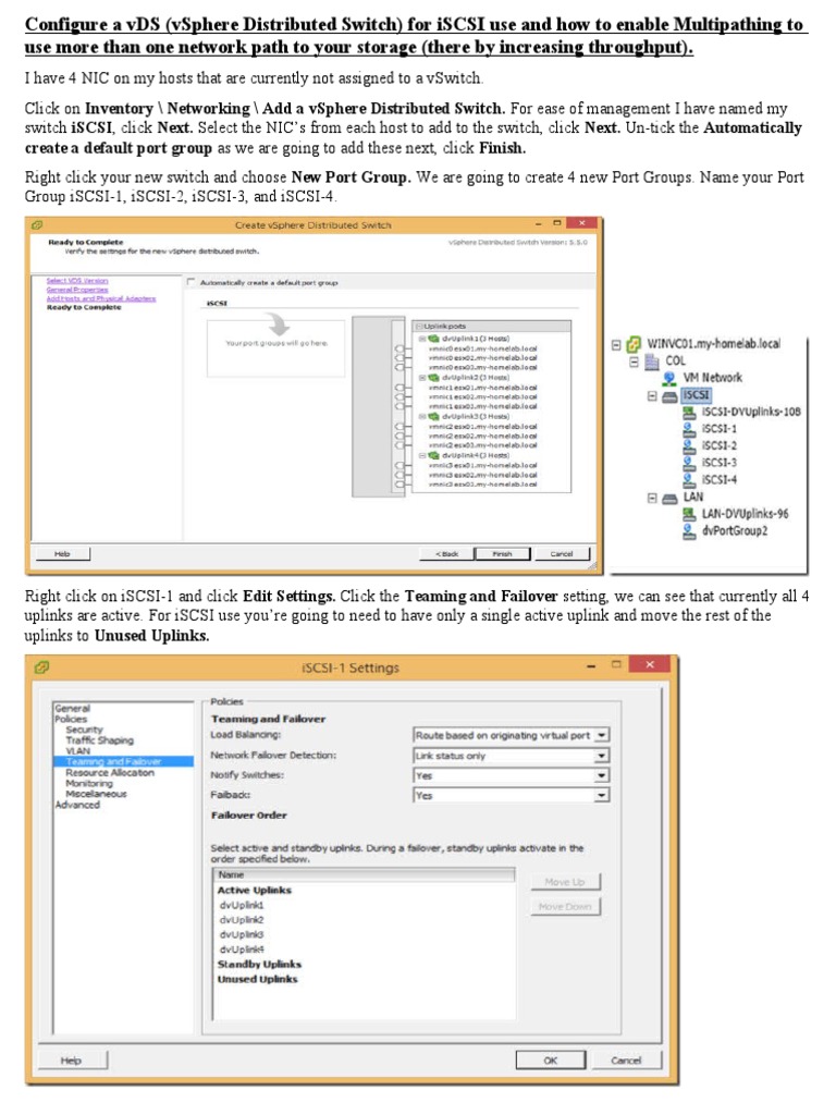 Configuring vSphere Distributed Switch for iSCSI | PDF | Business ...