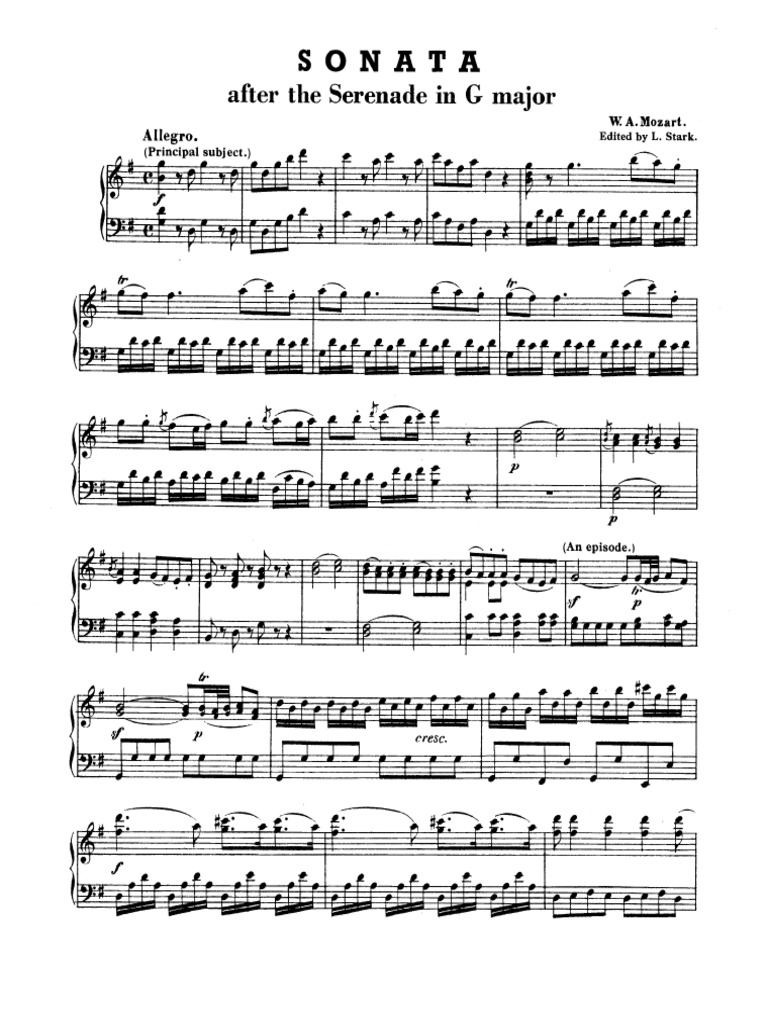 W.A. Mozart Une Petite Musique de Nuit Pour Piano PDF