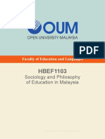 HBEF1103 Sociology and Philosophy of Education in Malaysia