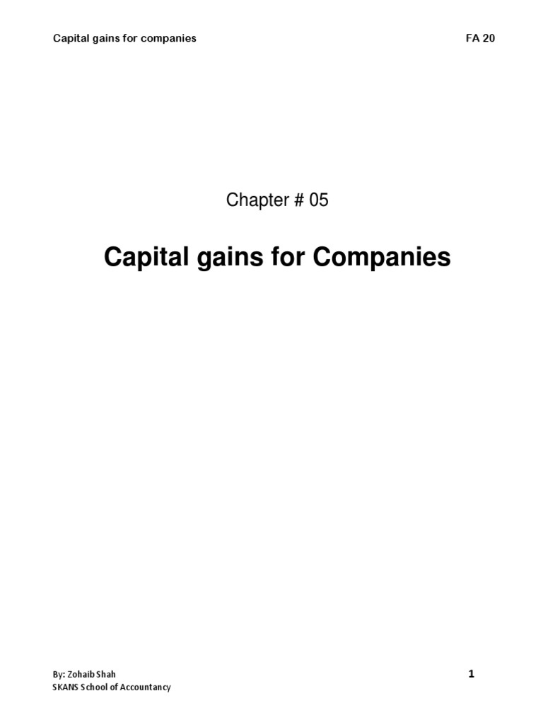 CH 5 Capital Gains For Companies FA 20 PDF Capital Gains Tax