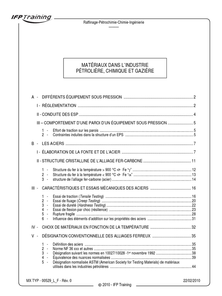 Matériaux Ifp | PDF | Acier | Fonte (métallurgie)