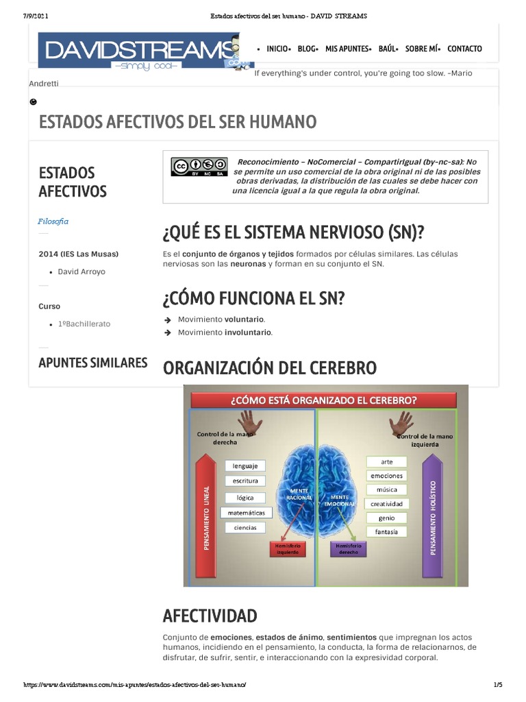 Estados Afectivos Del Ser Humano - DAVID STREAMS | PDF | Las emociones ...