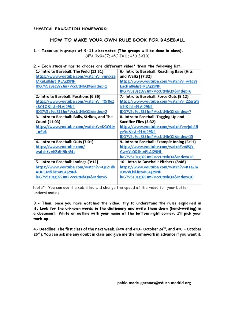 Physical Education Homework | PDF | Major League Baseball Playoffs And ...
