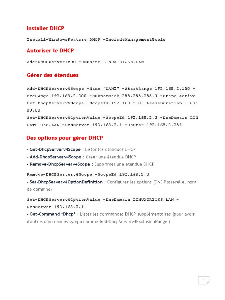 Gestion de DHCP et DNS sur Windows | PDF