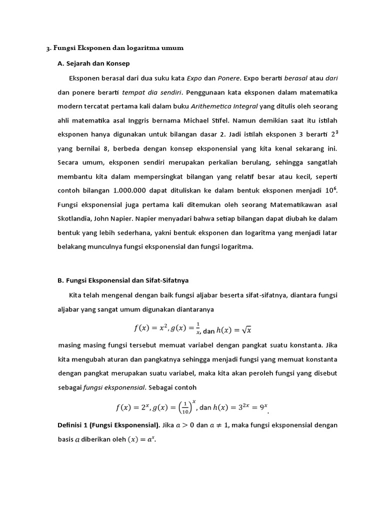 Fungsi eksponen dan logaritma konsep dasar dan aplikasi pdf