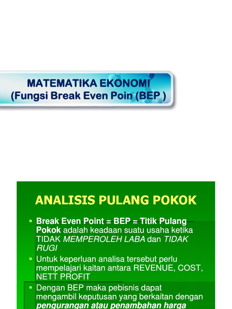 Analisis Break Even Point (BEP) | PDF