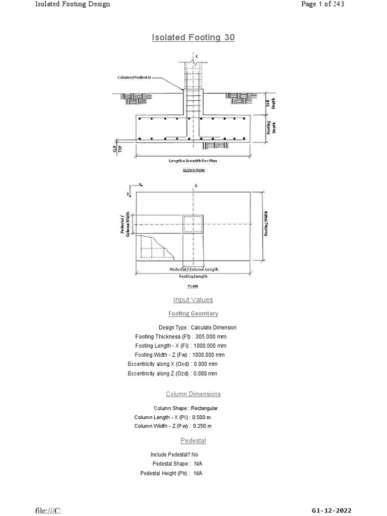 Footing Report | PDF | Column | Continuum Mechanics