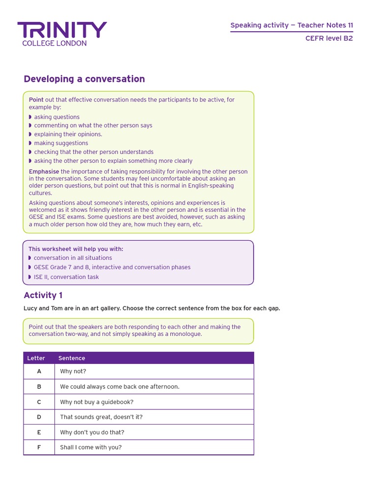 B2 - Speaking Activities - Teachers Notes 11 | PDF | General Fiction