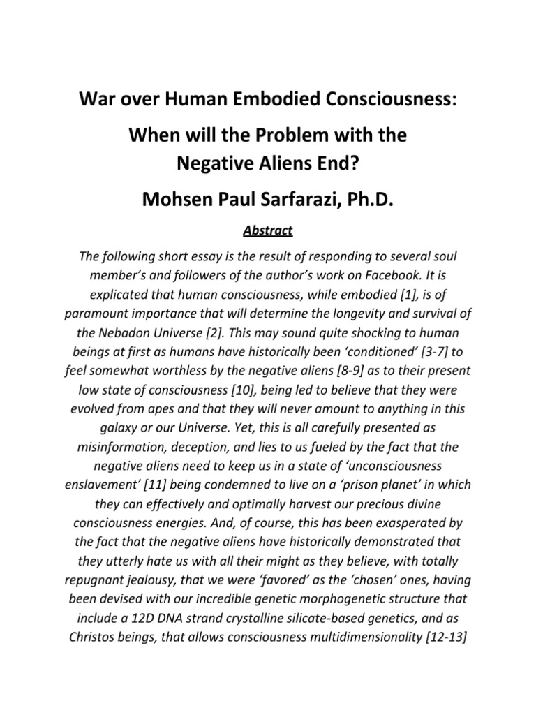 War Over Human Embodied Consciousness WH PDF Consciousness