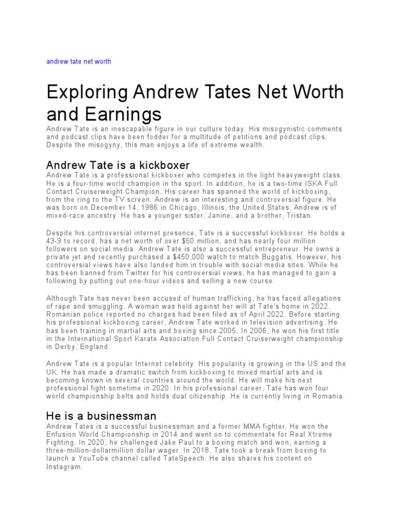 Andrew Tate Net Worth | PDF
