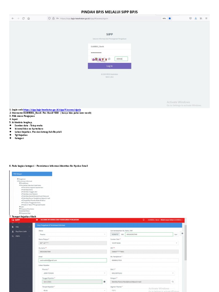 Panduan Pindah BPJS via SIPP Online | PDF