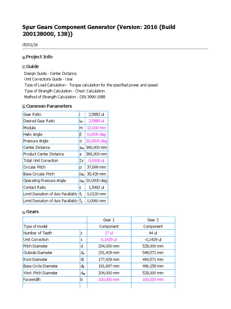 Spur Gears Component Generator PDF Gear Strength Of Materials