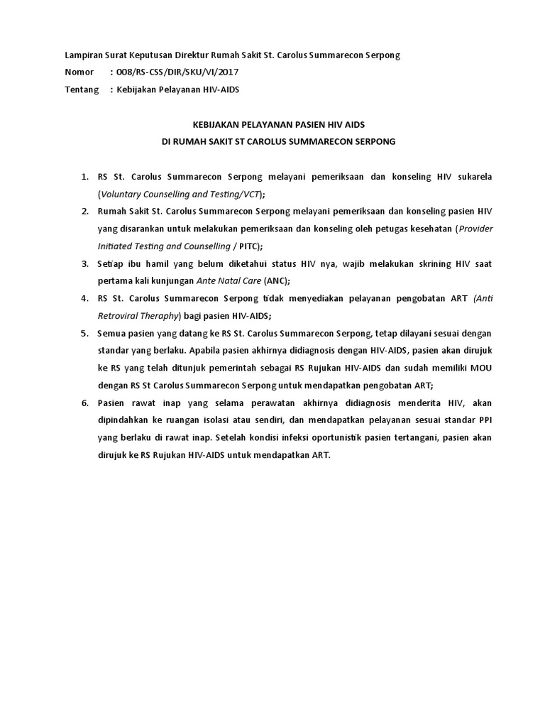 Kebijakan Pelayanan Hiv Aids Pdf