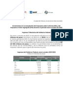 Comunicado - 055 Incremento en La Recaudacion Isr Ene Oct 2022