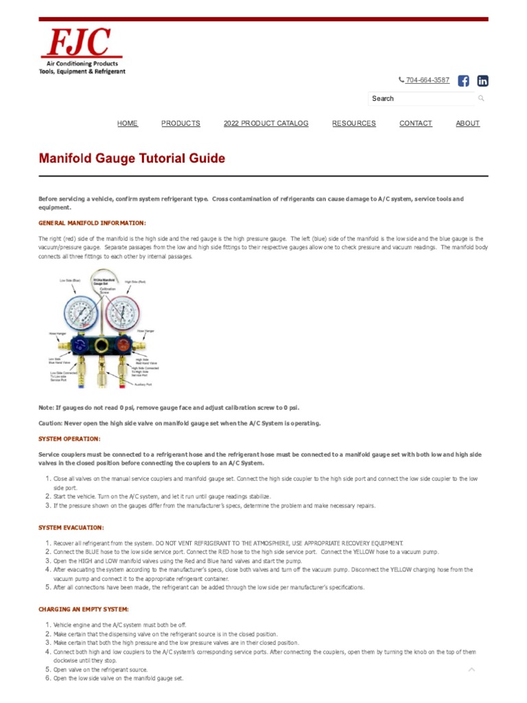 Manifold Gauge Tutorial Guide FJC Inc PDF