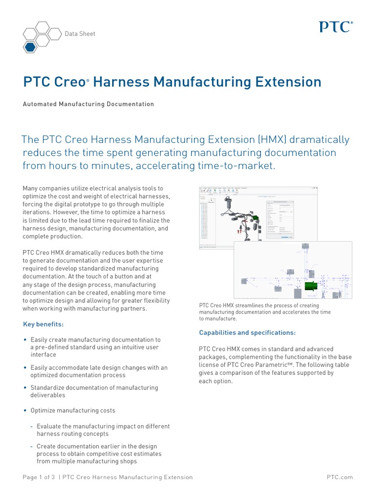 Creo Harness Manufacturing Extension Data Sheet PDF Wire